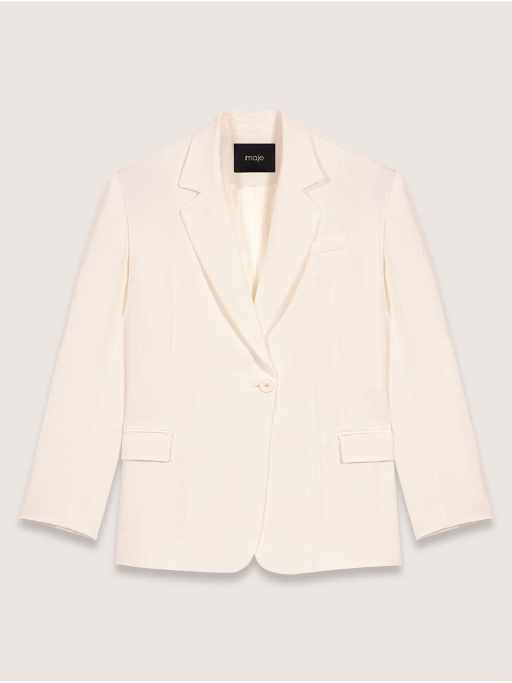 Maje Ivory Single-Button Suit Jacket